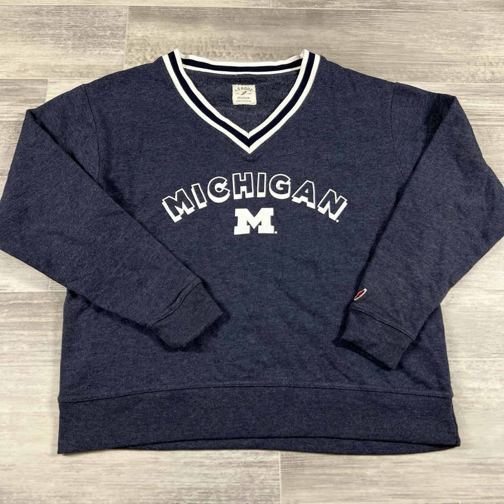 Michigan Wolverines League Collegiate Wear Women's Medium‎ Tri-Blend V-Neck NEW